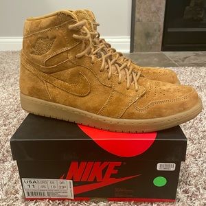 Jordan 1 Retro High Wheat Golden Harvest/Golden Harvest-Gum Yellow Size 11
